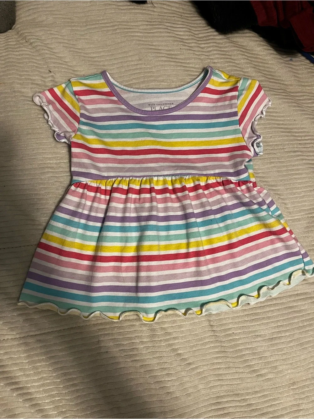 Cute Toddler Smiley & Rainbow Stripe Dresses - Bright Multicolor - Picture 2 of 5